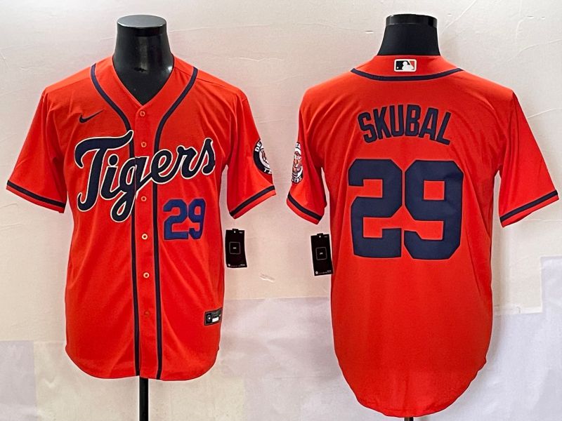Men 2025 Detroit Tigers #29 Skubal Orange Game Nike MLB Jersey style 3->detroit tigers->MLB Jersey